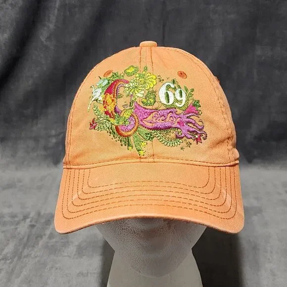 Lucky Brand 69 Orange Baseball Cap Hat Adj. Size Cotton Fairy Gypsy Whimsical - Picture 3 of 12